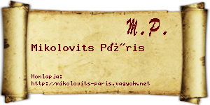 Mikolovits Páris névjegykártya